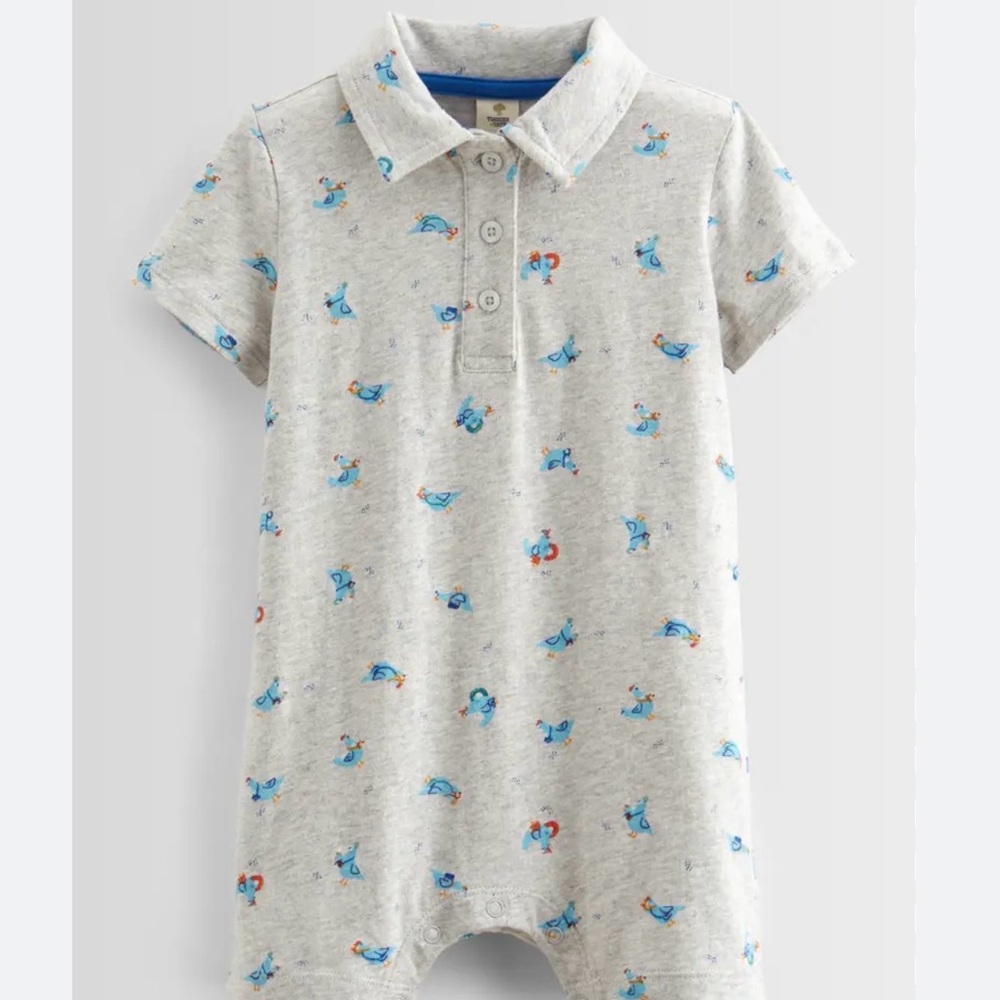 Tucker + Tate Gray Polo with Blue Bird Print